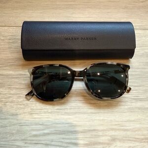 Warby Parker Tortoiseshell Frame Sunglasses with Dark Green Lenses